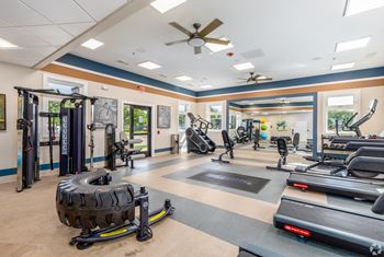 Fitness center with cardio and strength training equipment